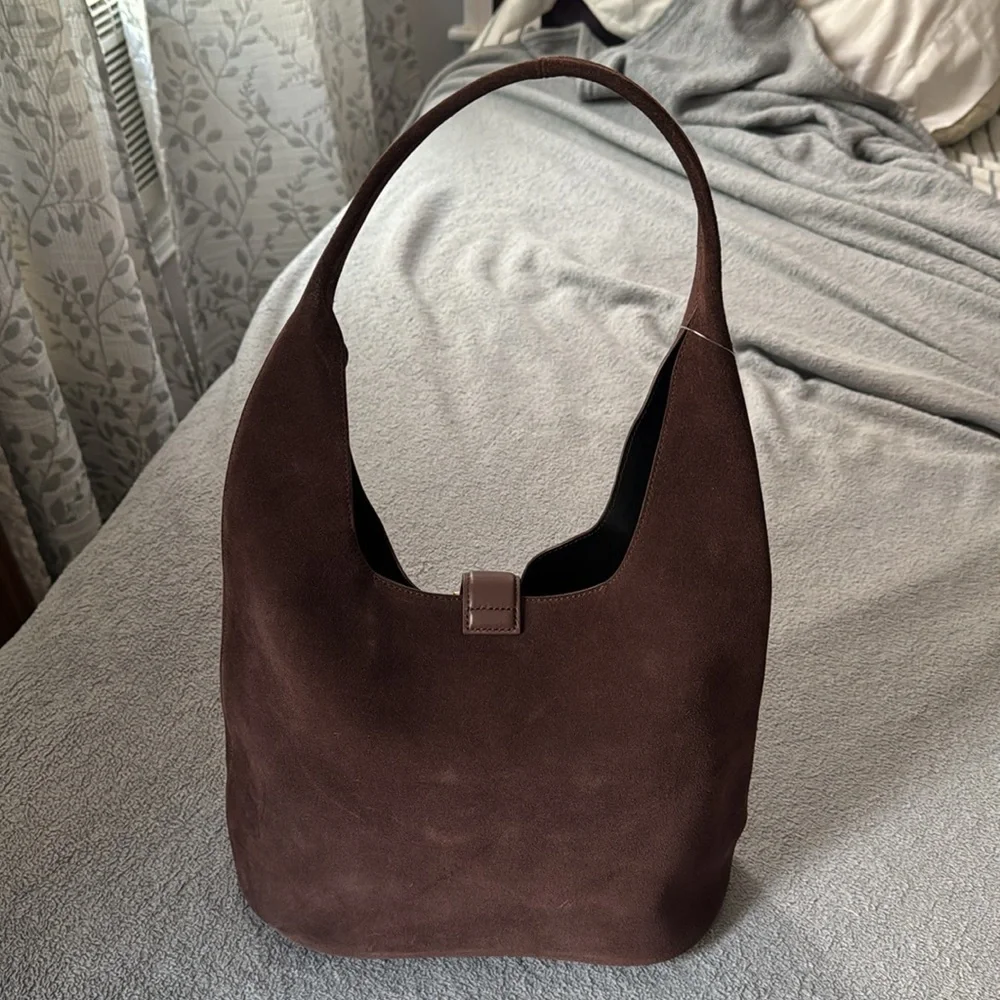 SIMKHAI Khai Suede Hobo Shoulder Bag in Cacao - Picture 7 of 17